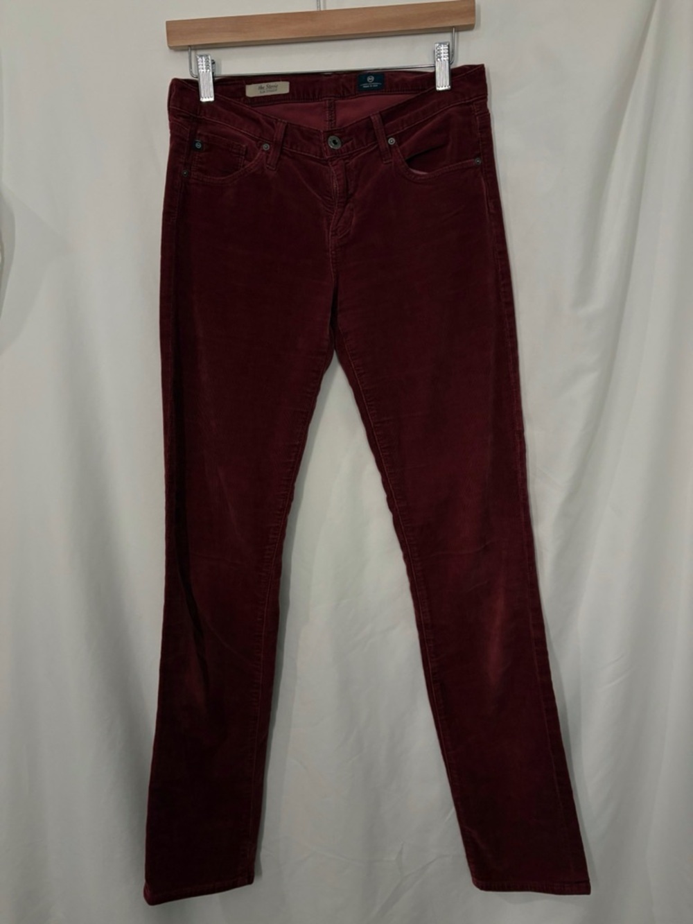 AG Adriano Goldschmied Stevie Slim Straight Corduroy Pants Red Size 28